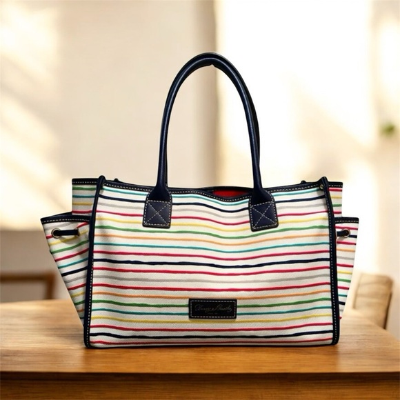 Dooney & Bourke Handbags - Dooney & Bourke Leather Watercolor Rainbow Striped Tote NWOT condition